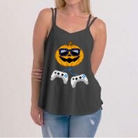 Halloween Jack O Lantern Pixelated Gaming Gamer Women's Strappy Tank