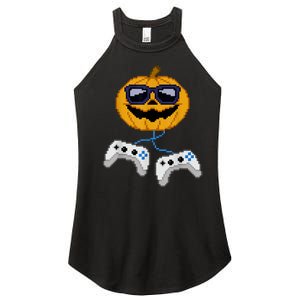 Halloween Jack O Lantern Pixelated Gaming Gamer Women's Perfect Tri Rocker Tank