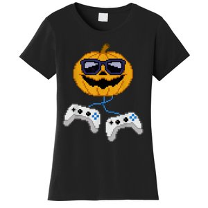 Halloween Jack O Lantern Pixelated Gaming Gamer Women's T-Shirt