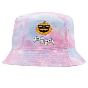 Halloween Jack O Lantern Pixelated Gaming Gamer Tie-Dyed Bucket Hat