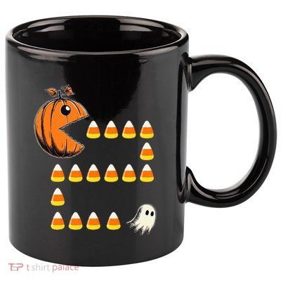 Halloween Jack O Lantern Pumpkin Eating Candy Corn 11oz C Handle Ceramic Mug