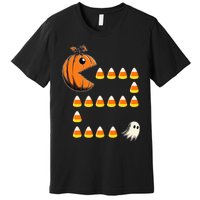 Halloween Jack O Lantern Pumpkin Eating Candy Corn Premium T-Shirt