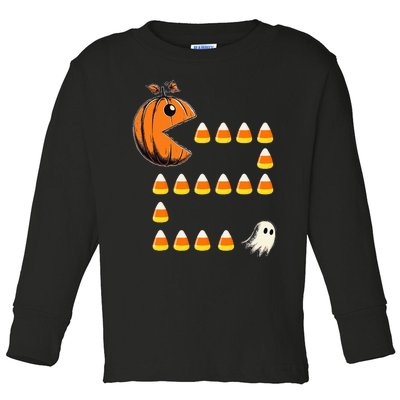 Halloween Jack O Lantern Pumpkin Eating Candy Corn Toddler Long Sleeve Shirt