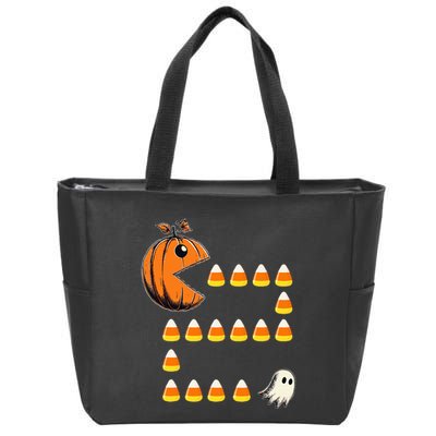 Halloween Jack O Lantern Pumpkin Eating Candy Corn Zip Tote Bag