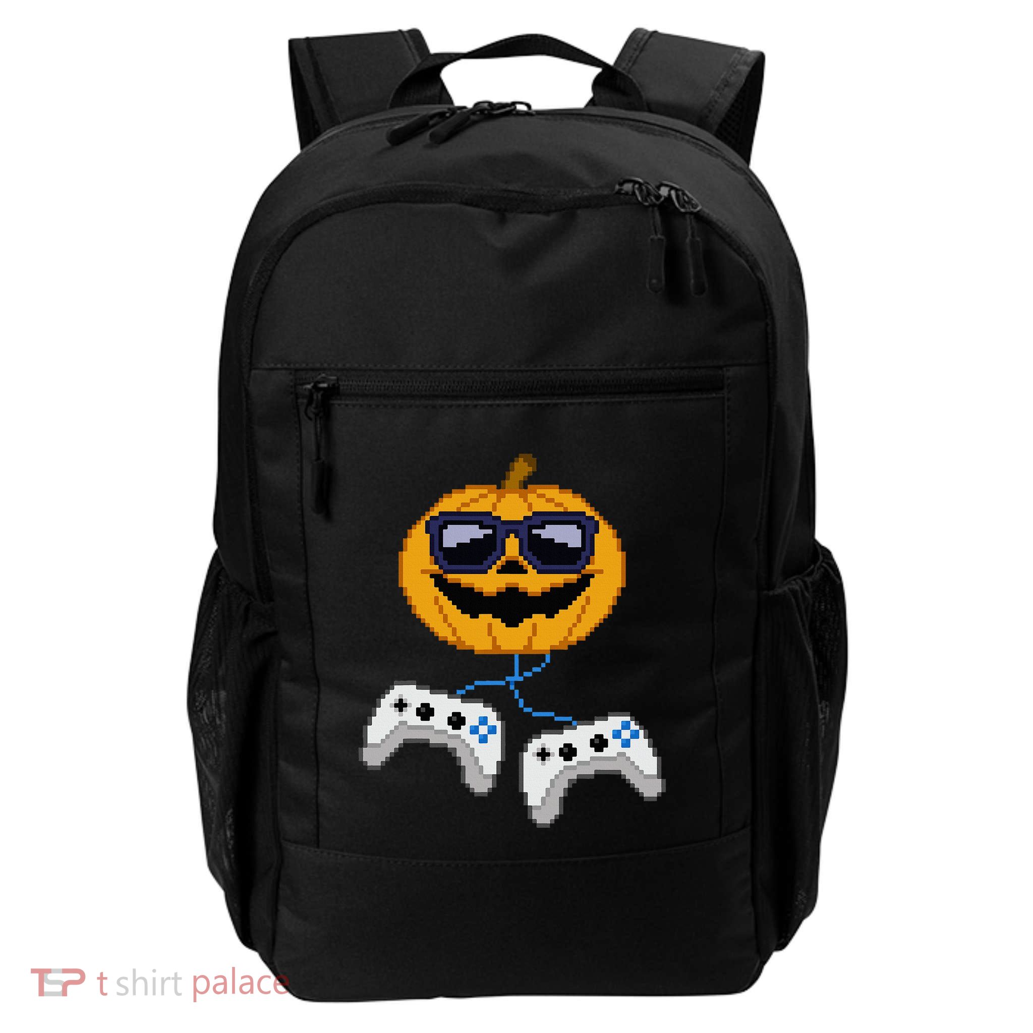 Halloween Jack O Lantern Pixelated Gaming Gamer Backpack