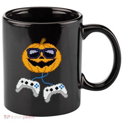 Halloween Jack O Lantern Pixelated Gaming Gamer 11oz C Handle Ceramic Mug