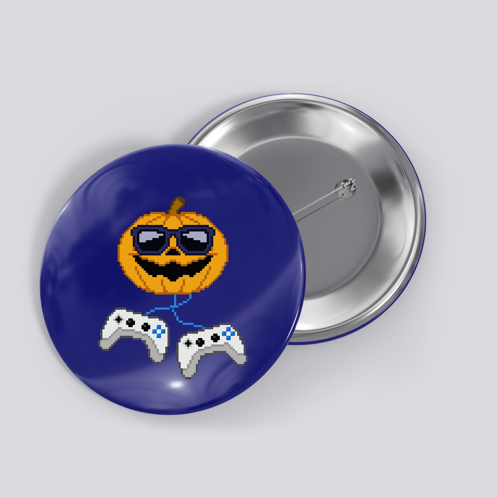 Halloween Jack O Lantern Pixelated Gaming Gamer Button