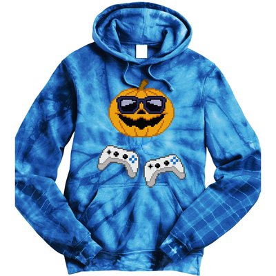 Halloween Jack O Lantern Pixelated Gaming Gamer Tie Dye Hoodie