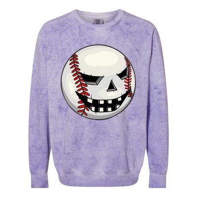 Halloween Jack O Lantern Baseball Player Coach Pitcher Colorblast Crewneck Sweatshirt