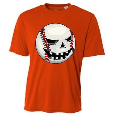 Halloween Jack O Lantern Baseball Player Coach Pitcher Cooling Performance Crew T-Shirt