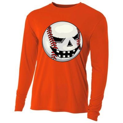 Halloween Jack O Lantern Baseball Player Coach Pitcher Cooling Performance Long Sleeve Crew