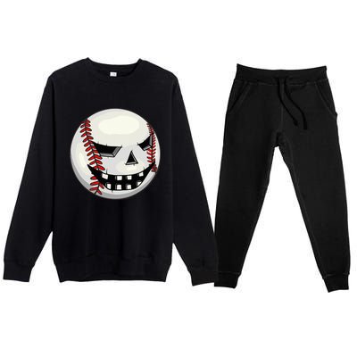 Halloween Jack O Lantern Baseball Player Coach Pitcher Premium Crewneck Sweatsuit Set