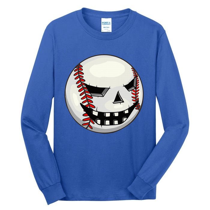 Halloween Jack O Lantern Baseball Player Coach Pitcher Tall Long Sleeve T-Shirt