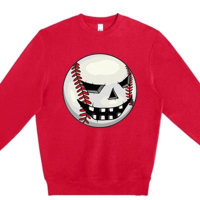 Halloween Jack O Lantern Baseball Player Coach Pitcher Premium Crewneck Sweatshirt