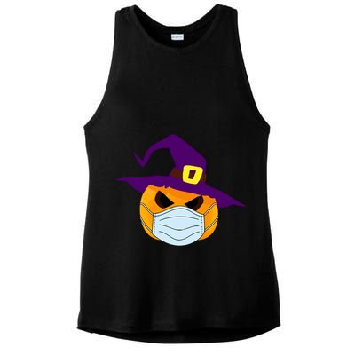 Halloween Jack O Lantern Masked Up Ladies PosiCharge Tri-Blend Wicking Tank