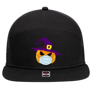 Halloween Jack O Lantern Masked Up 7 Panel Mesh Trucker Snapback Hat