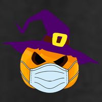 Halloween Jack O Lantern Masked Up 7 Panel Mesh Trucker Snapback Hat