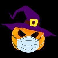 Halloween Jack O Lantern Masked Up Flexfit Unipanel Trucker Cap