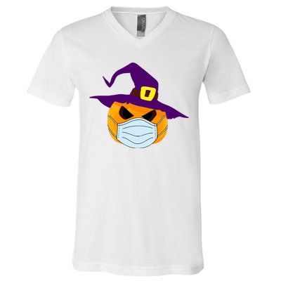 Halloween Jack O Lantern Masked Up V-Neck T-Shirt