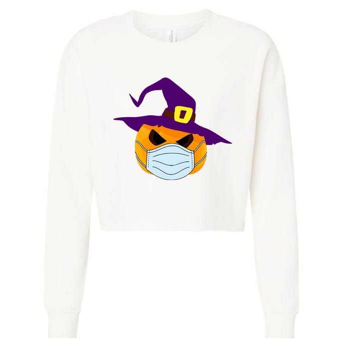 Halloween Jack O Lantern Masked Up Cropped Pullover Crew