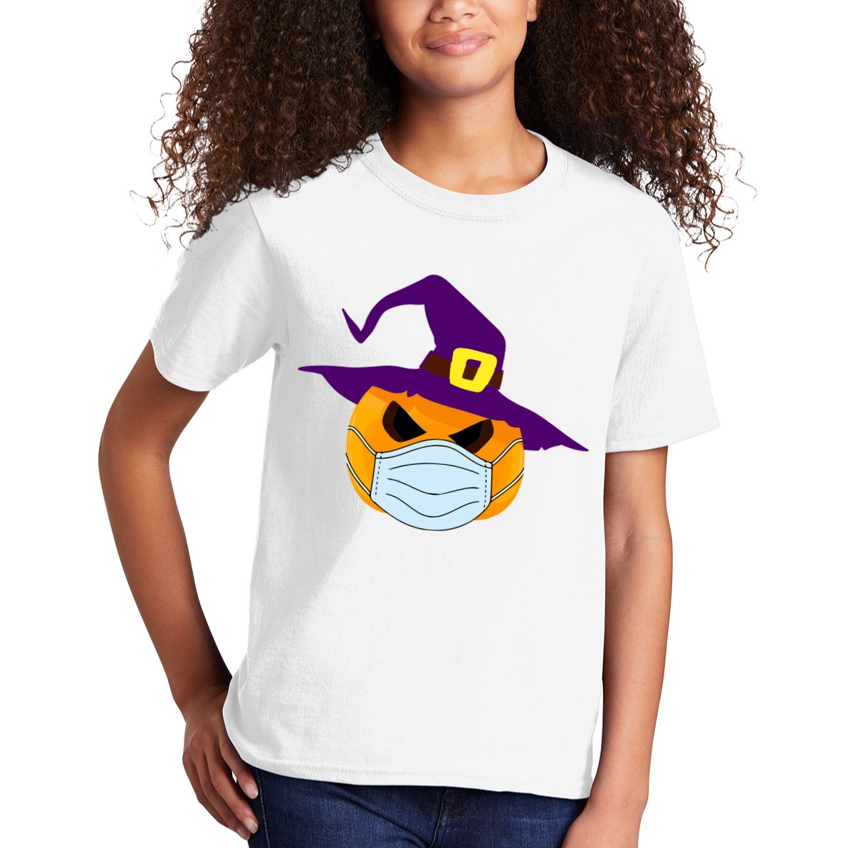 Halloween Jack O Lantern Masked Up Kids T-Shirt