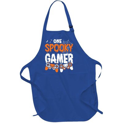 Halloween Jack O Lantern Gamer Funny Halloween Gaming Great Gift Full-Length Apron With Pockets