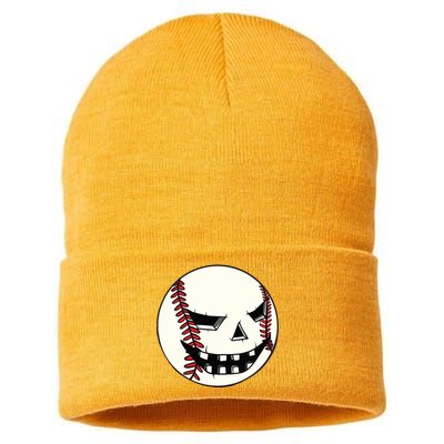 Halloween Jack O Lantern Baseball Player Coach Pitcher Sustainable Knit Beanie