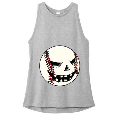 Halloween Jack O Lantern Baseball Player Coach Pitcher Ladies PosiCharge Tri-Blend Wicking Tank