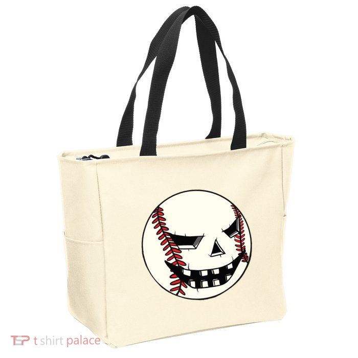 Halloween Jack O Lantern Baseball Player Coach Pitcher Zip Tote Bag