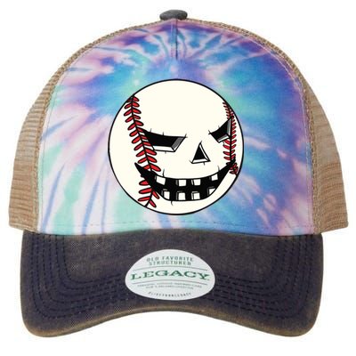 Halloween Jack O Lantern Baseball Player Coach Pitcher Legacy Tie Dye Trucker Hat