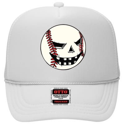 Halloween Jack O Lantern Baseball Player Coach Pitcher High Crown Mesh Back Trucker Hat