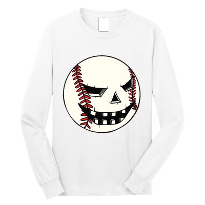 Halloween Jack O Lantern Baseball Player Coach Pitcher Long Sleeve Shirt