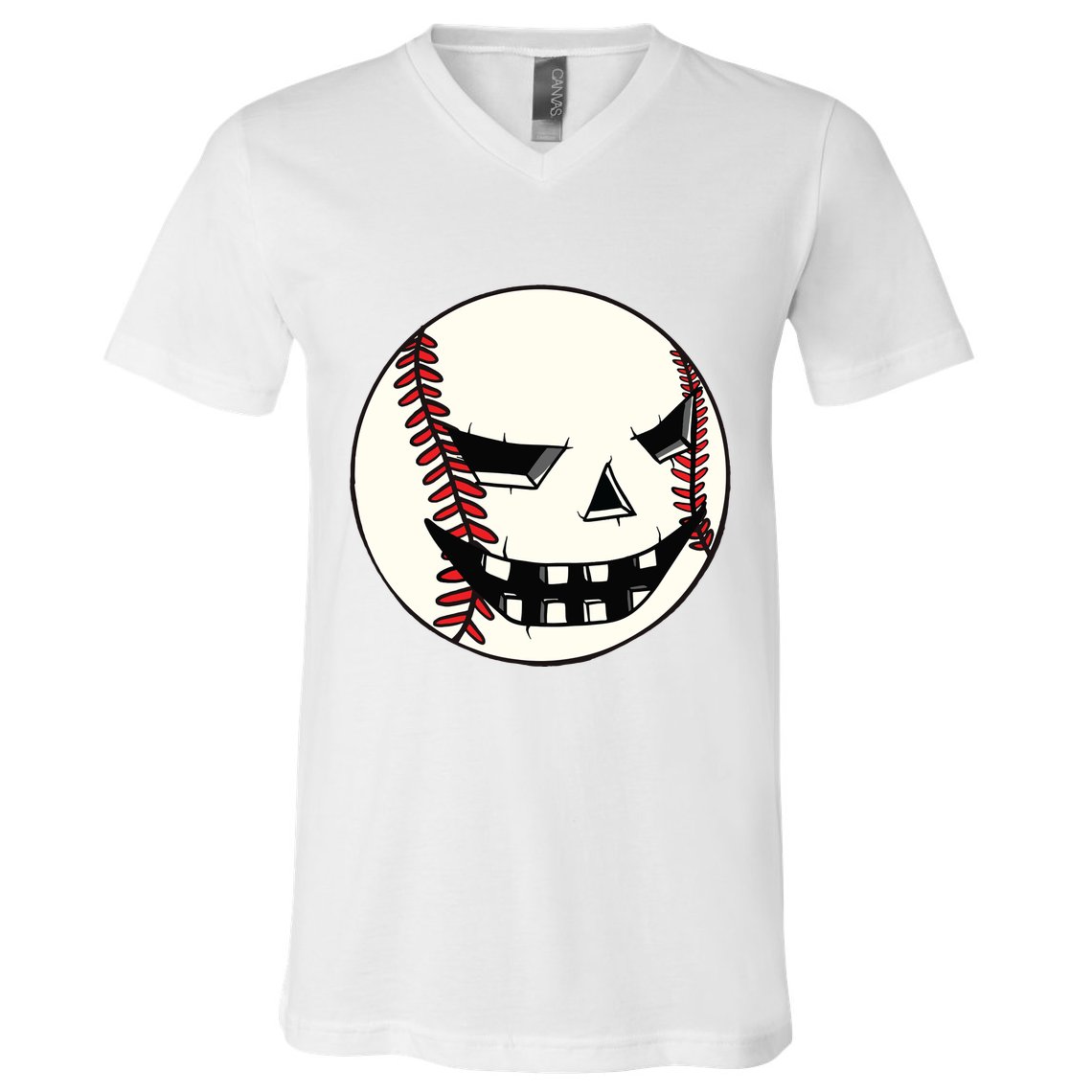 Halloween Jack O Lantern Baseball Player Coach Pitcher V-Neck T-Shirt