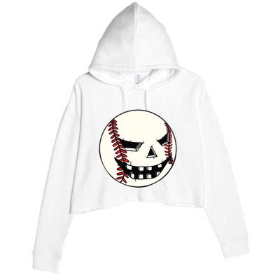 Halloween Jack O Lantern Baseball Player Coach Pitcher Crop Fleece Hoodie