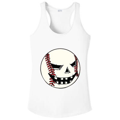 Halloween Jack O Lantern Baseball Player Coach Pitcher Ladies PosiCharge Competitor Racerback Tank