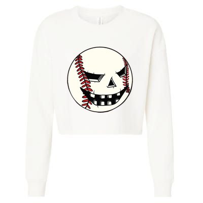 Halloween Jack O Lantern Baseball Player Coach Pitcher Cropped Pullover Crew