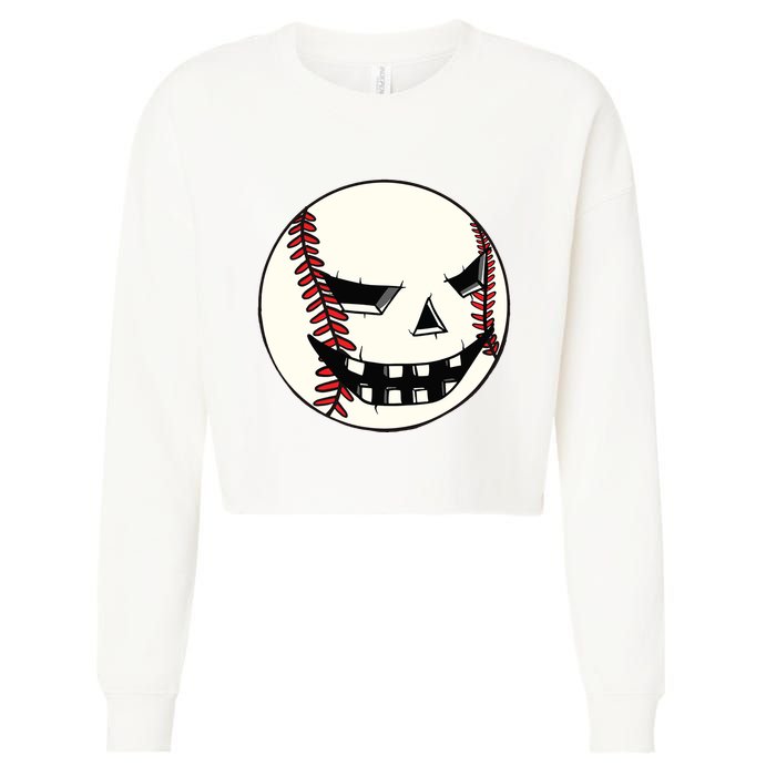 Halloween Jack O Lantern Baseball Player Coach Pitcher Cropped Pullover Crew