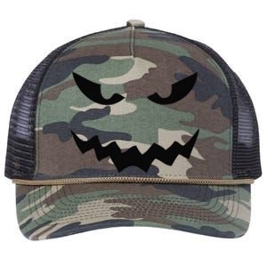 Halloween Jackolantern Pumpkin Face Spooky Retro Rope Trucker Hat Cap