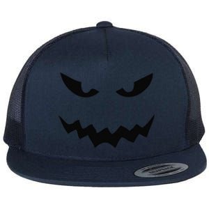 Halloween Jackolantern Pumpkin Face Spooky Flat Bill Trucker Hat