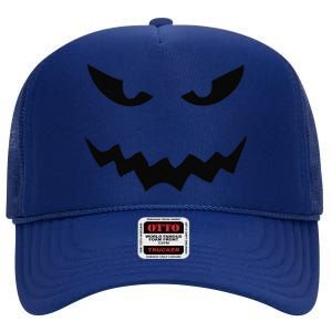 Halloween Jackolantern Pumpkin Face Spooky High Crown Mesh Back Trucker Hat