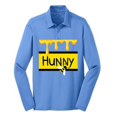 Hunny Jar Simulating With Dripping Honey And A Bee Silk Touch Performance Long Sleeve Polo