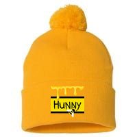 Hunny Jar Simulating With Dripping Honey And A Bee Pom Pom 12in Knit Beanie