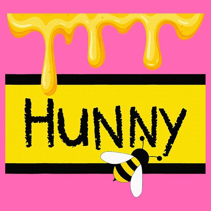 Hunny Jar Simulating With Dripping Honey And A Bee Stripe Pom Pom Beanie