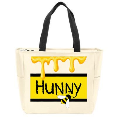 Hunny Jar Simulating With Dripping Honey And A Bee Zip Tote Bag