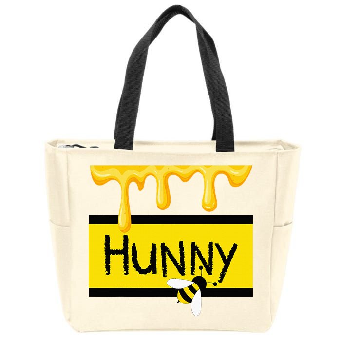 Hunny Jar Simulating With Dripping Honey And A Bee Zip Tote Bag
