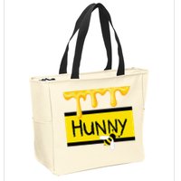 Hunny Jar Simulating With Dripping Honey And A Bee Zip Tote Bag