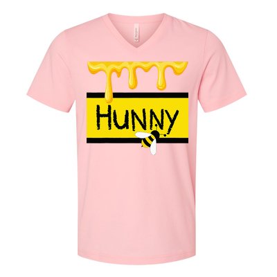 Hunny Jar Simulating With Dripping Honey And A Bee V-Neck T-Shirt