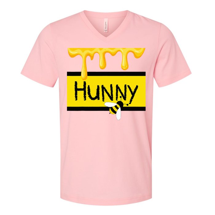 Hunny Jar Simulating With Dripping Honey And A Bee V-Neck T-Shirt