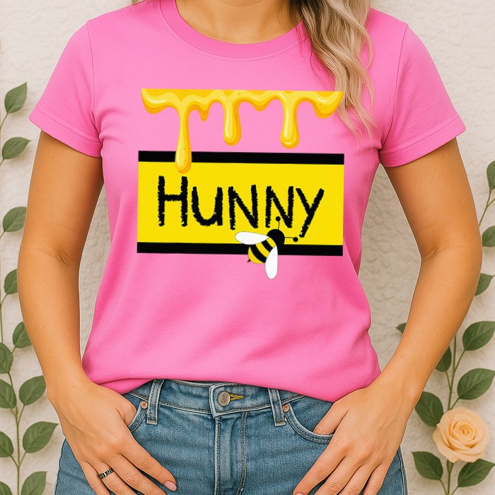 Hunny Jar Simulating With Dripping Honey And A Bee Womens T-Shirt