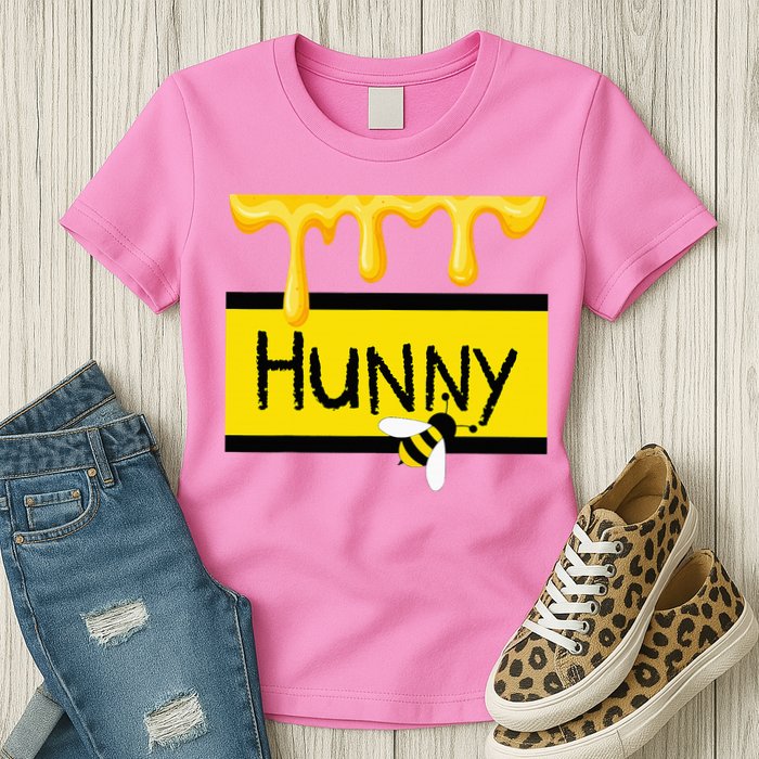 Hunny Jar Simulating With Dripping Honey And A Bee Womens T-Shirt